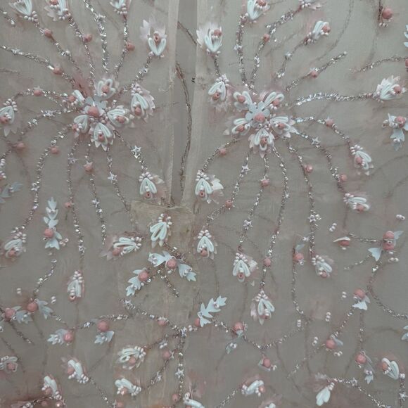 Unbranded Vintage Pink Beaded Sheer Sleeveless Overlay Womens XS-S - Picture 13 of 16